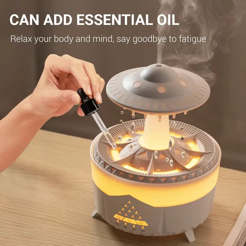 Rain Cloud Humidifier Water Drip with Remote Raindrop Humidifier Rain Cloud Diffuser Mushroon Air Humidifier with Rain Lamp