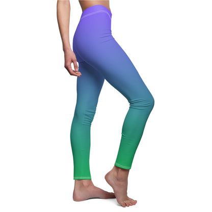 Purple Cyan and Green Gradient Yoga Leggings