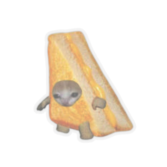 Sad Cat Meme In Grilled Cheese Costume Kiss-Cut Sticker