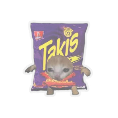 Sad Cat Meme In Takis Costume Kiss-Cut Sticker