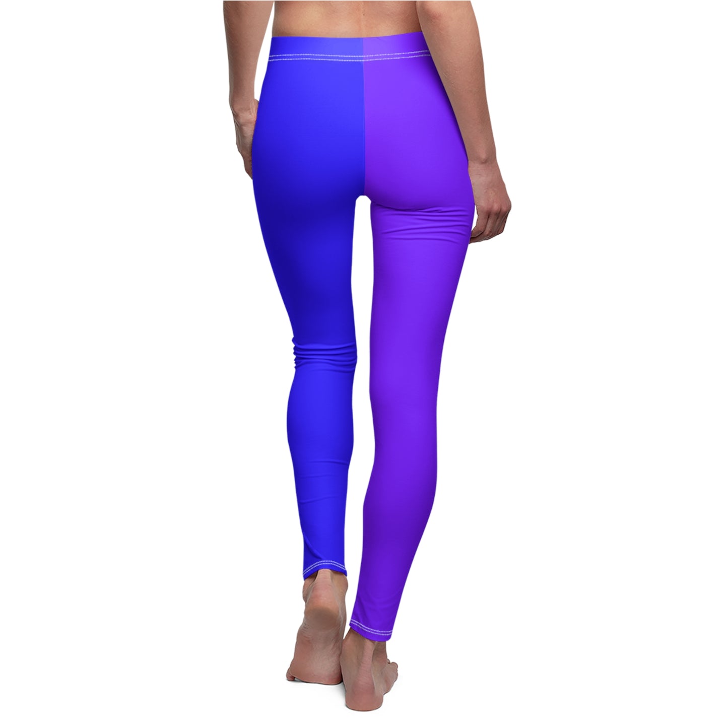 Purple and Blue Colorblock Design Yoga Leggings