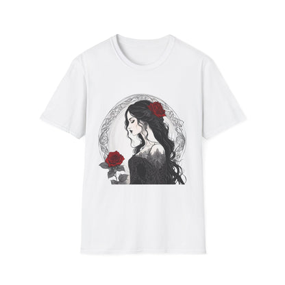 Gothic Woman Roses Soft T-Shirt