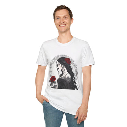 Gothic Woman Roses Soft T-Shirt