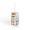 Glass Tumbler - Butterfly and Flower Colorful Pattern 16oz