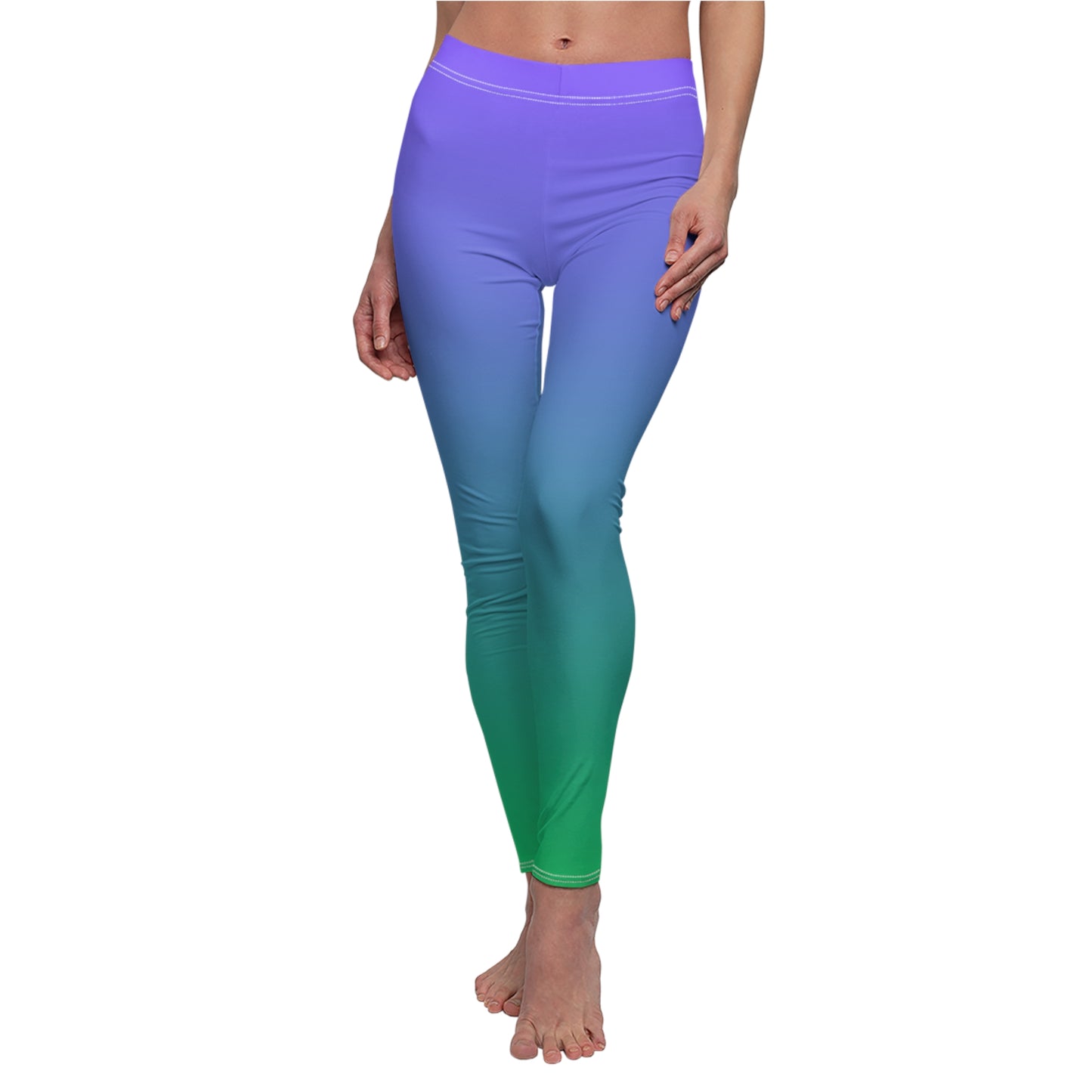 Purple Cyan and Green Gradient Yoga Leggings