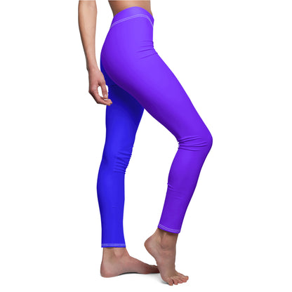 Purple and Blue Colorblock Design Yoga Leggings