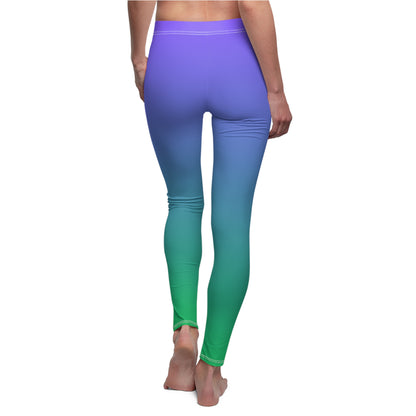 Purple Cyan and Green Gradient Yoga Leggings