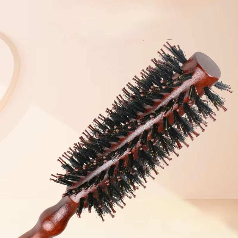 6 Style Natural Boar Bristle Hair round Brush Wood Handle round Barrel Hair Comb Hair Roller Brush Hairdressing Styling Tools