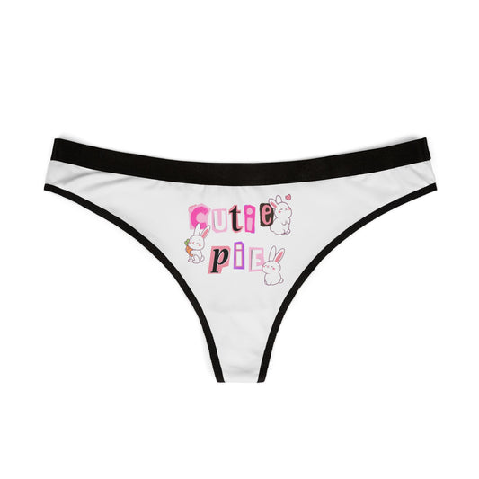 Cute Bunny Design Vintage Letter Cut-Out Women's Thong