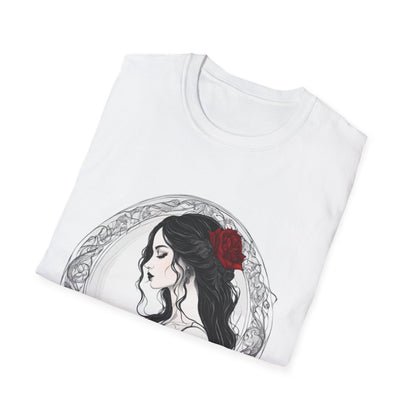 Gothic Woman Roses Soft T-Shirt