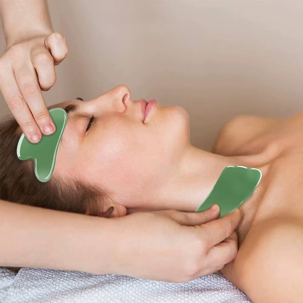 Gua Sha Facial Tools -Nature Jade Stone Guasha Massage Tool - Nature Jade Stone for Scraping Facial and SPA Acupuncture Therapy