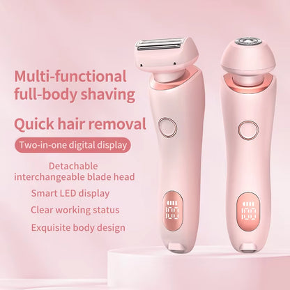 2 in 1 Women Shaver Tool Women Electric Epilator Waterproof Dual Head Electric Epilator Rechargeable Hair Remover for Face Body