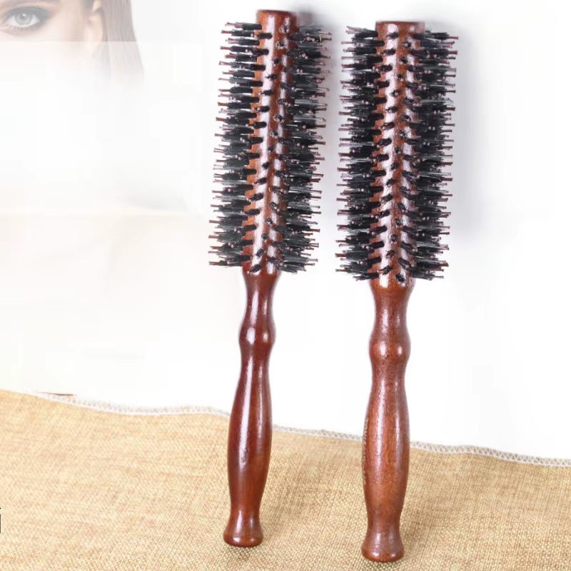 6 Style Natural Boar Bristle Hair round Brush Wood Handle round Barrel Hair Comb Hair Roller Brush Hairdressing Styling Tools