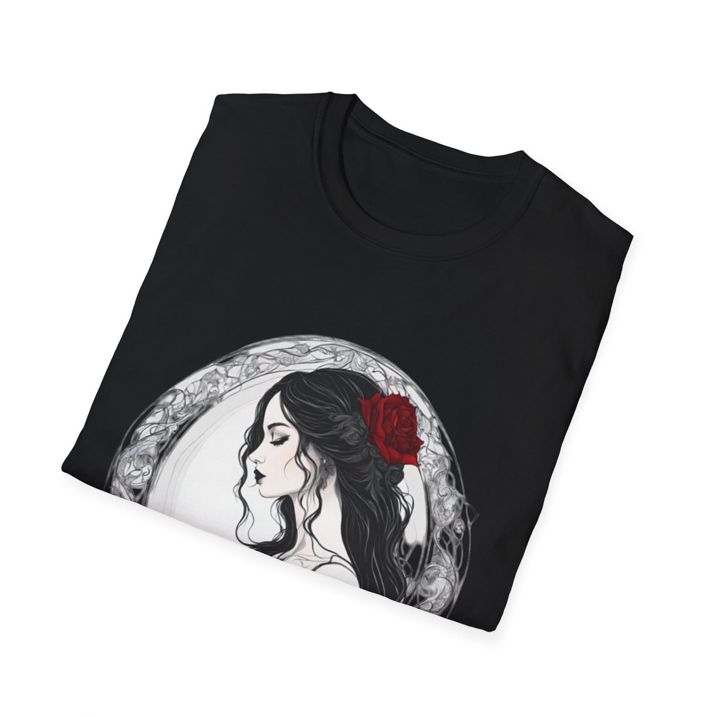 Gothic Woman Roses Soft T-Shirt