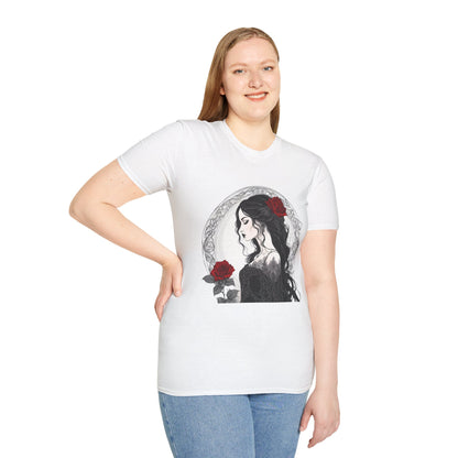 Gothic Woman Roses Soft T-Shirt