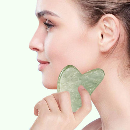 Gua Sha Facial Tools Jade Roller for Face - Facial Massage Tool for anti Aging Wrinkles and Skin Rejuvenate -100% Natural Jade Stone for Face Eyes (Jade Roller+Gua SHA)