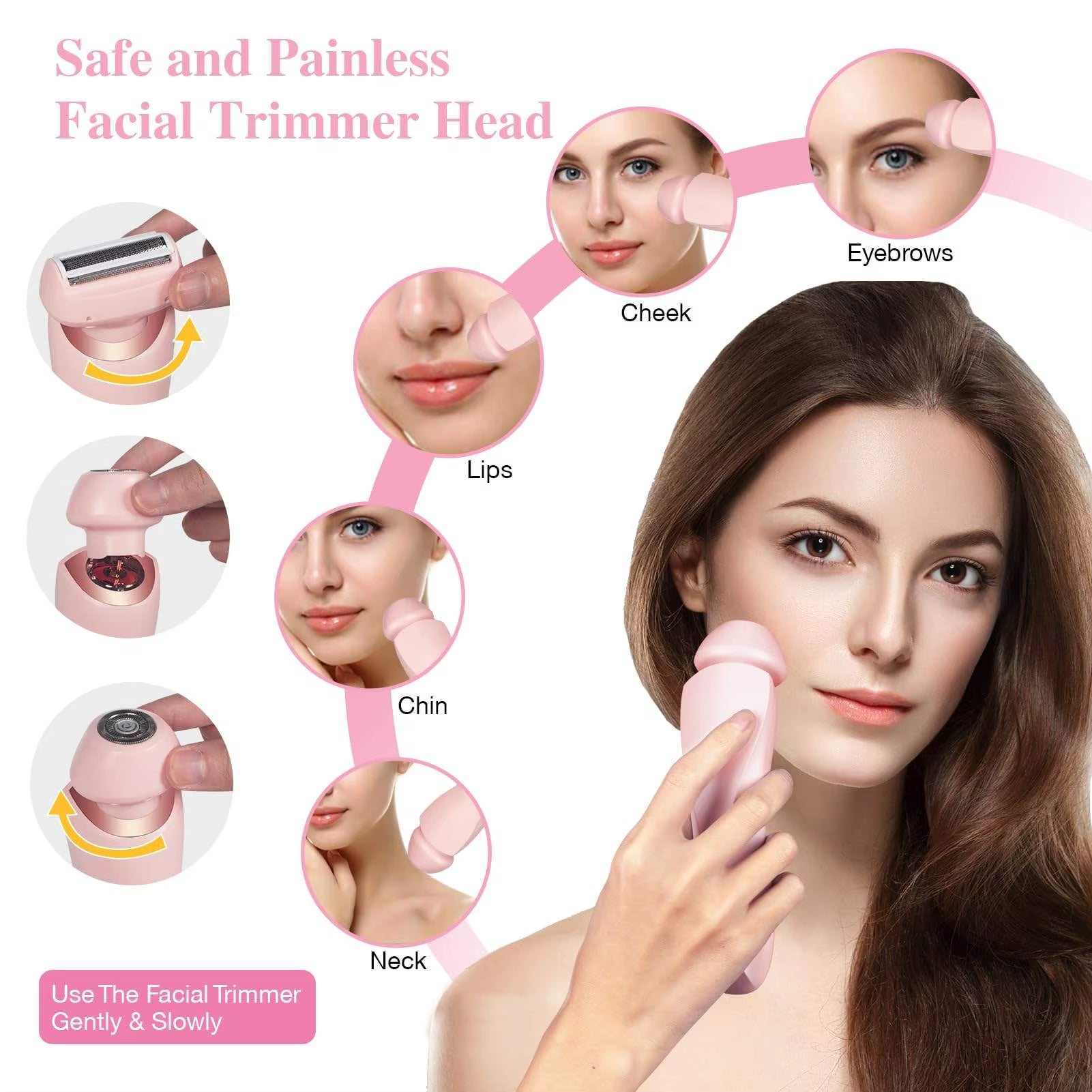 2 in 1 Women Shaver Tool Women Electric Epilator Waterproof Dual Head Electric Epilator Rechargeable Hair Remover for Face Body