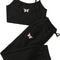 Girl'S 2 Piece Outfit Cami Crop Tops and Sweatpants Set Lounge Set Black 8Y