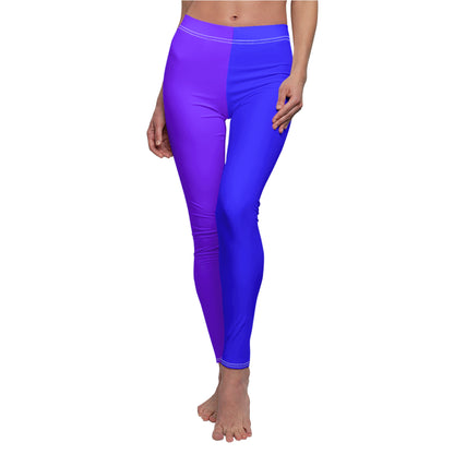 Purple and Blue Colorblock Design Yoga Leggings