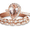 1.75 Carat Pear Cut Lab Created Morganite Art Deco Trio Bridal Set in 18K Rose Gold over Silver