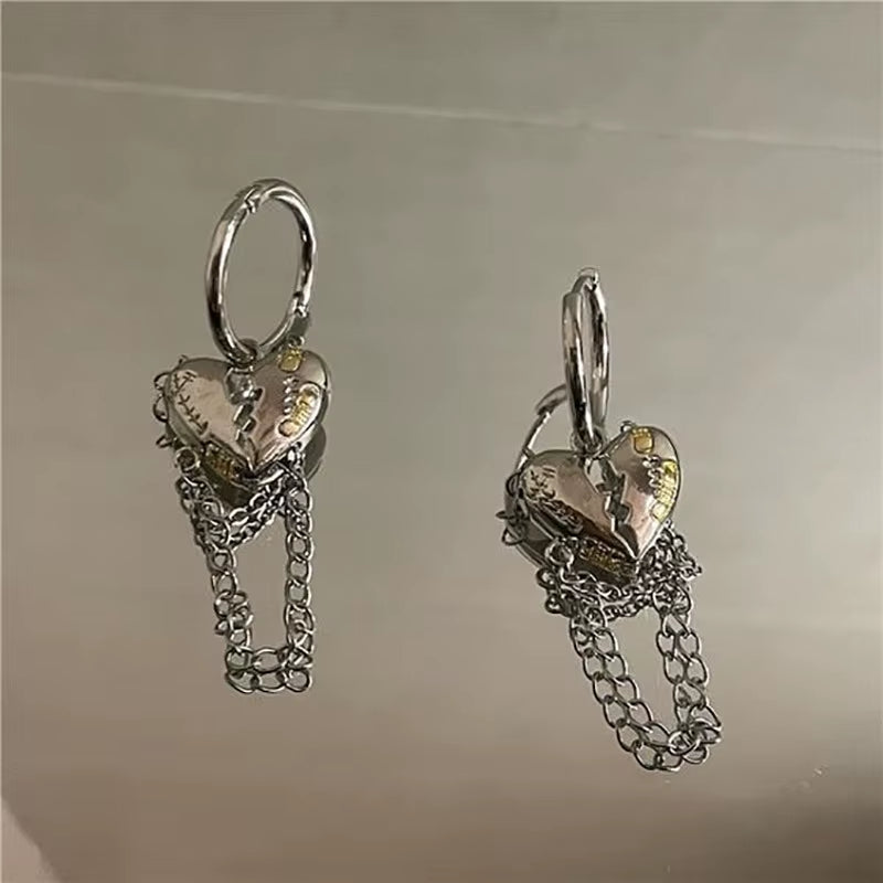 Irregular Heart Tassel Star Earrings Women Design Senior Sense of Fashion Personality Earring 2023 Y2K Trendy Party Jewelry Gift