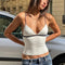 V-Neck Halter Tops Women Edgy Clothes Summer Outfits Y2K Accessories White Corset Black Line Ropa De Mujer Cute Camison Verano