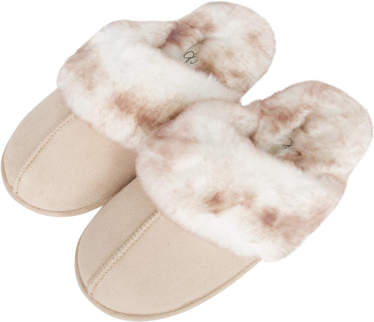 Women'S Comfy Faux Fur House Slipper Slip-On Scuff Memory Foam Soft Plush Lining