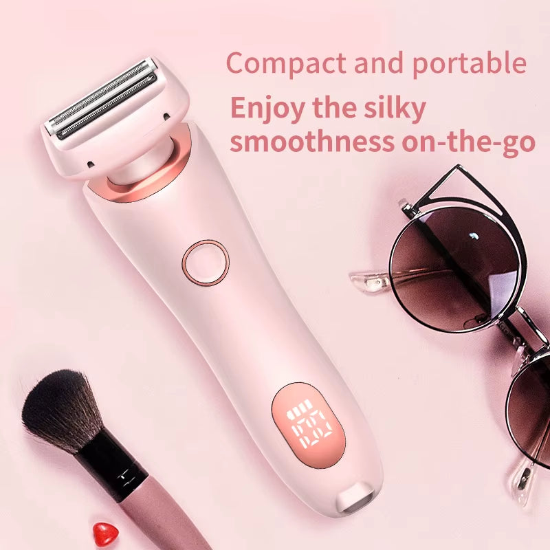 2 in 1 Women Shaver Tool Women Electric Epilator Waterproof Dual Head Electric Epilator Rechargeable Hair Remover for Face Body